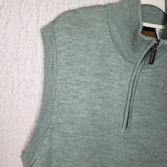 Orvis 100% Merino Wool Vest 1/4 Zip Men's Size L Light Green RN 70534 - Picture 4 of 13